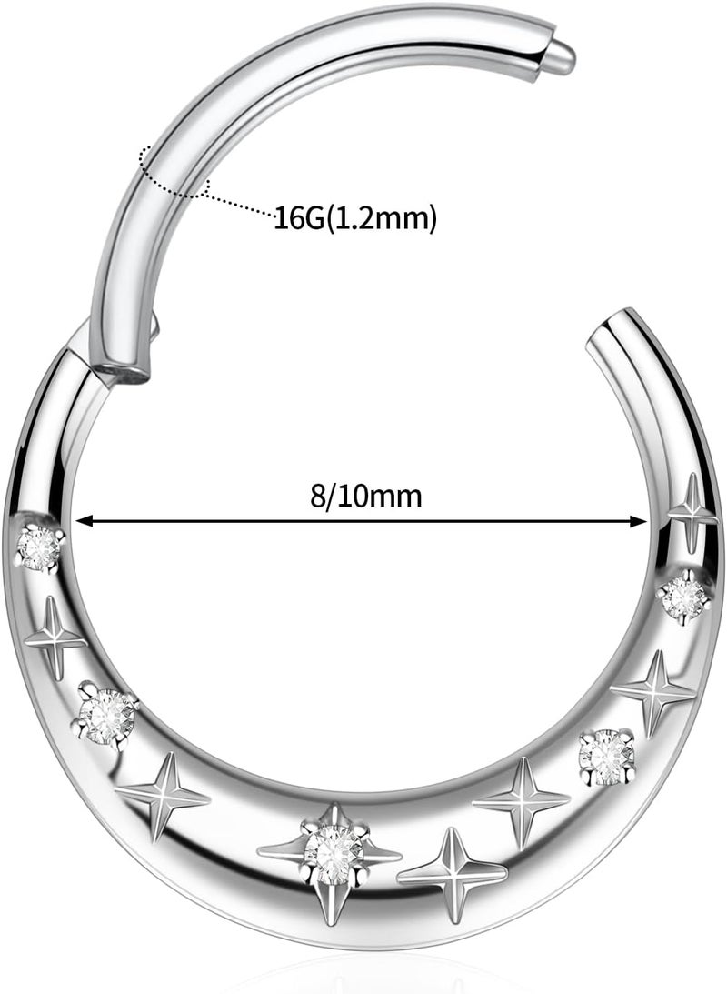 FUNLMO Store 316L Surgical Steel Septum Ring Nose Ring Hoop Hypoallergenic Daith Cartilage Conch Tragus Rook Earlobe Piercing Jewerly for Women Men - Image 2